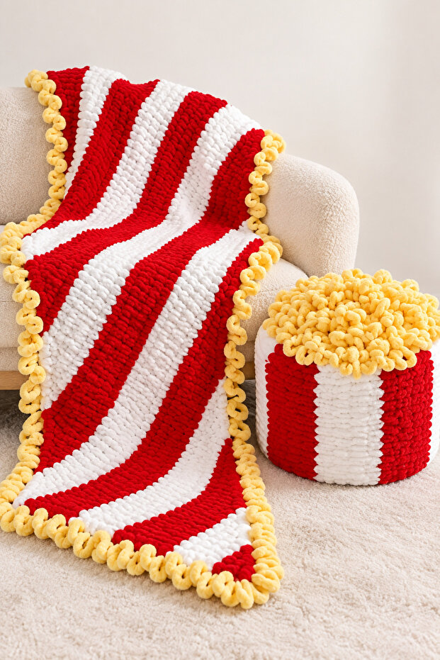 Puffy Popcorn Popcorn Shawl 60X120 cm – Women's Men's Shoulder Shawl, Knee Cover, Blanket Decorative Foldable Design