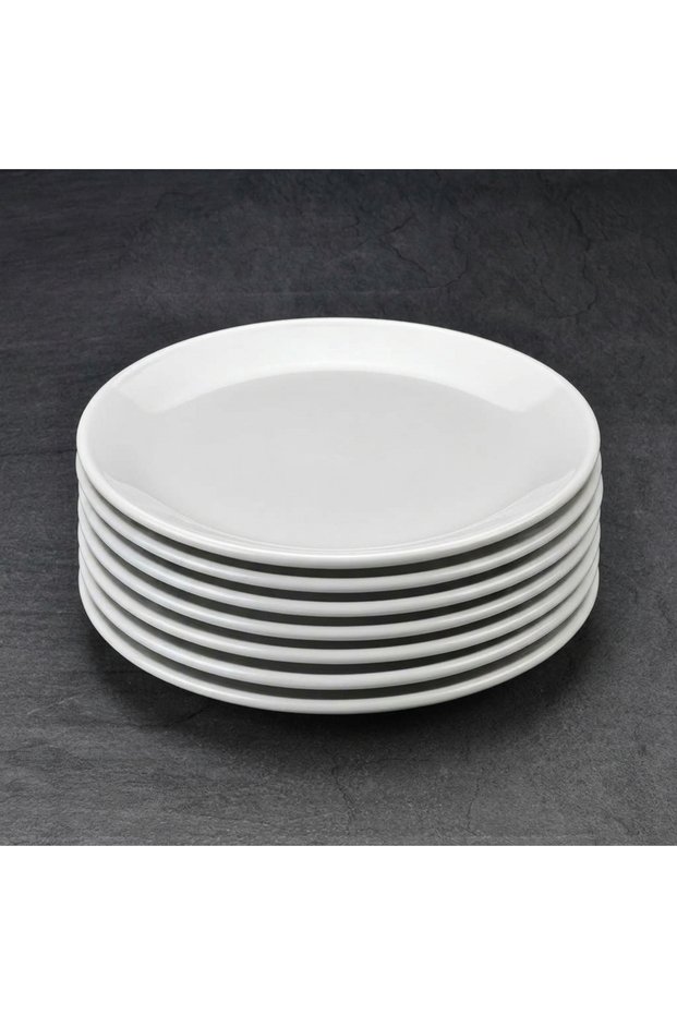 6 Pieces Polycarbonate International Flat Plate Cake Serving Plate Ø 21 cm Melamine
