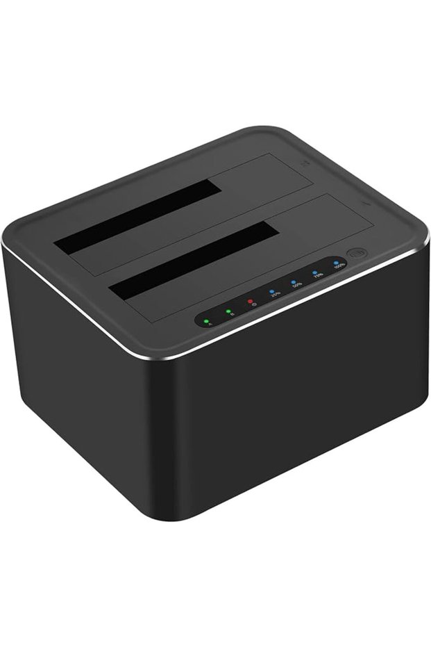 محطة توصيل خارجية ثنائية الفتحات USB 3.0 إلى SATA للأقراص الصلبة، مع وظيفة النسخ/الاستنساخ دون اتصال بالإنترنت