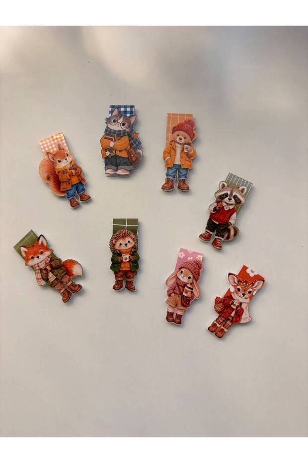 Autumn & Winter Cute Animals Themed-1 - Magnetic Bookmark /6 Pieces - Magnetic Bookmark Page Marker