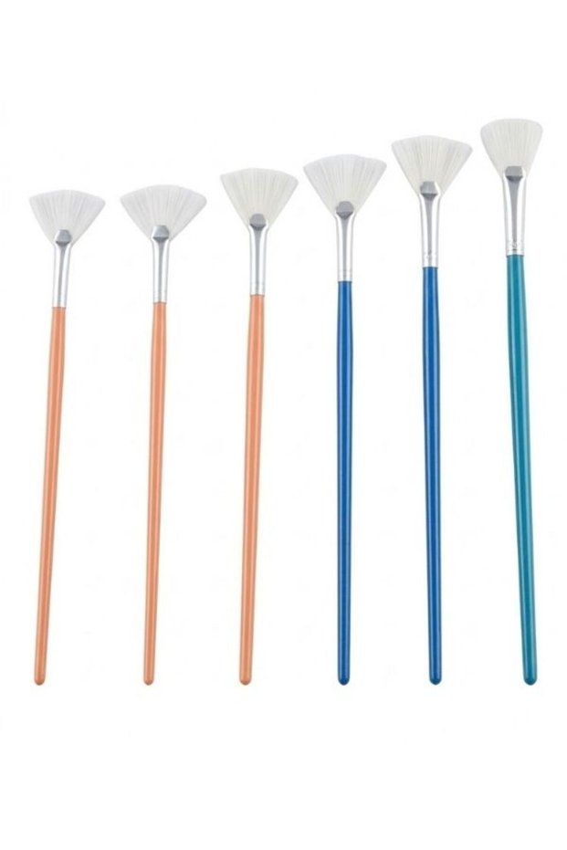 6-Piece Fan Brush Set - Watercolor Acrylic Paint Oil Paint Gouache Paint Finger Paint Effect Painting - No:2 No:4 No:6 No:8 No:10 No:12