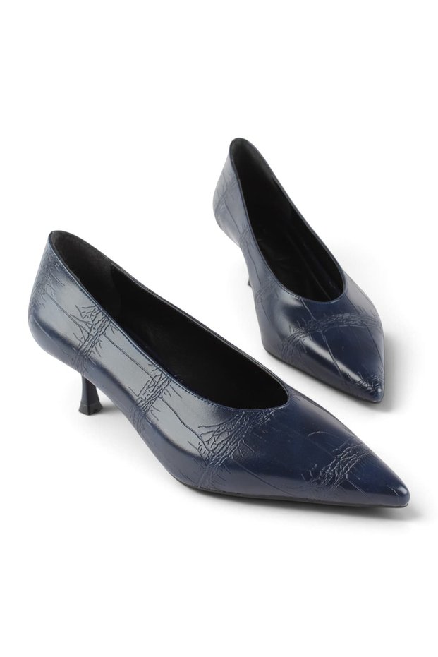 Li̇ta Crocodile Pattern Pointed Toe Women's Heeled Shoes