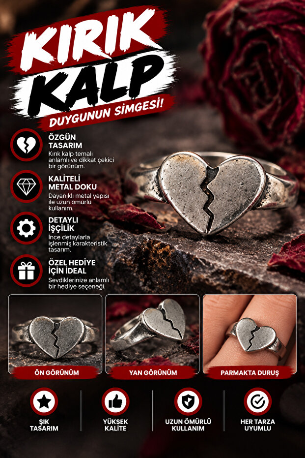Broken Heart Unisex Ring – Retro Gothic Design