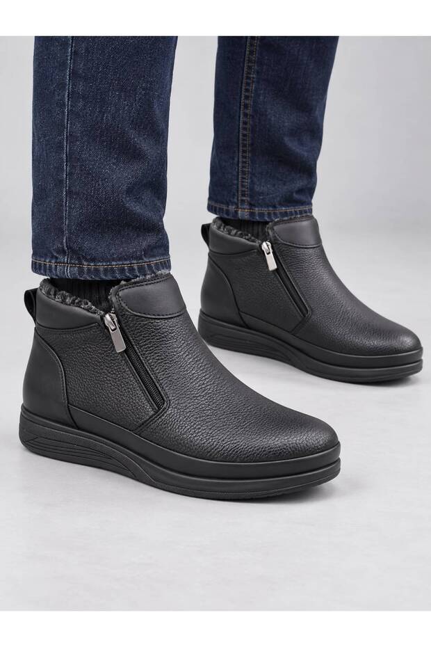 Men's Boots, Winter Casual Fur Boots, Zippered Boots