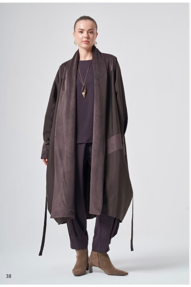 6049 Velvet Detailed Shawl Collar Cap
