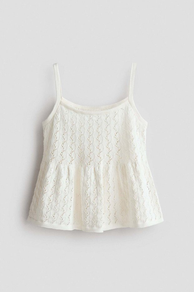 Pointelle-knit strappy top