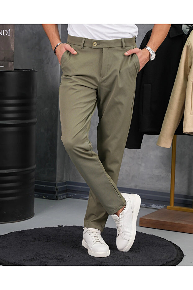 High Quality Cotton Lycra Slim Fit Fabric Trousers
