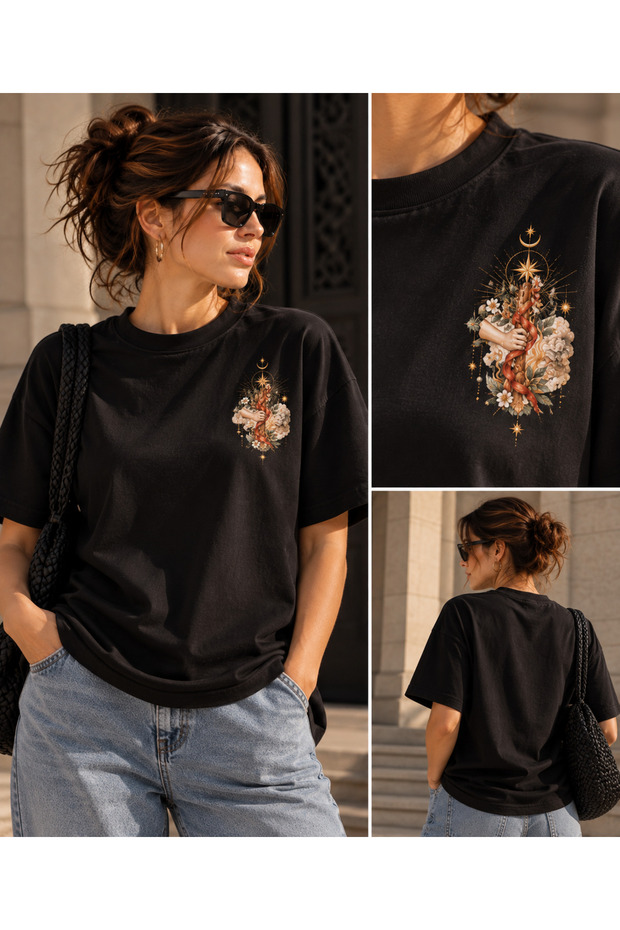 Ezo Değnek Ası Hak Ediş Printed 100% Cotton Oversize T-Shirt