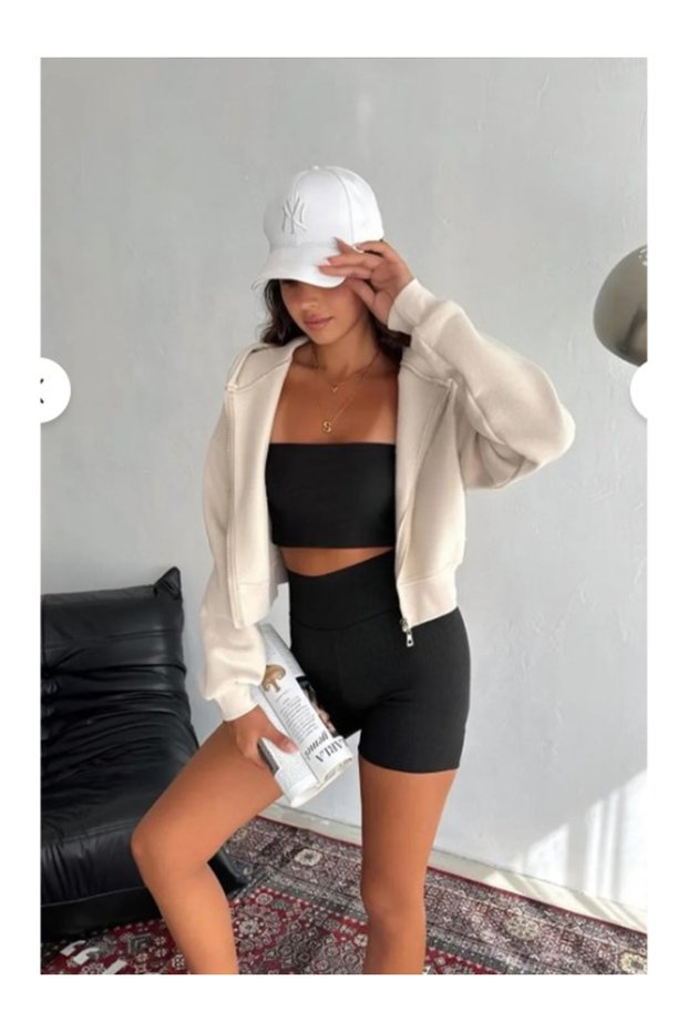 Women's 3-Strand Combed Cotton Zippered Crop Cardigan