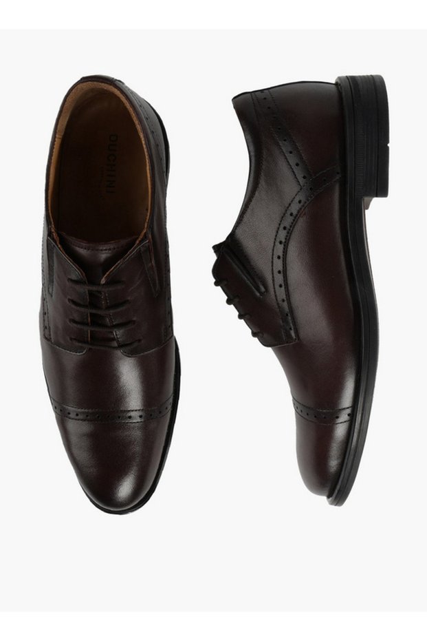 Men Leather Lace-Up Derby Shoes