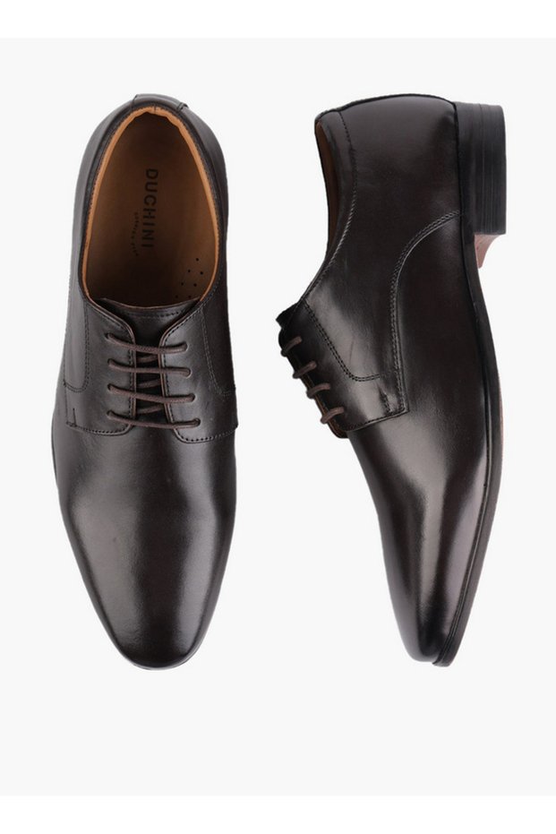 Men Leather Lace-Up Derby Shoes