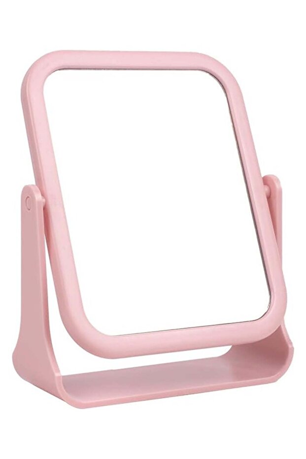 Square Mirror Stand | Pink | Compact Tabletop Vanity Mirror for Makeup & Daily Use