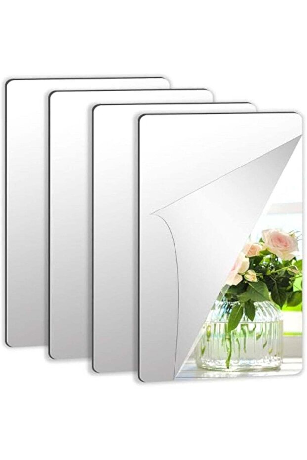 4 Pack Self Adhesive Mirror, 10*15 CM Adhesive Mirror Tiles, 2MM Thick Acrylic Stick On Wall Mirror