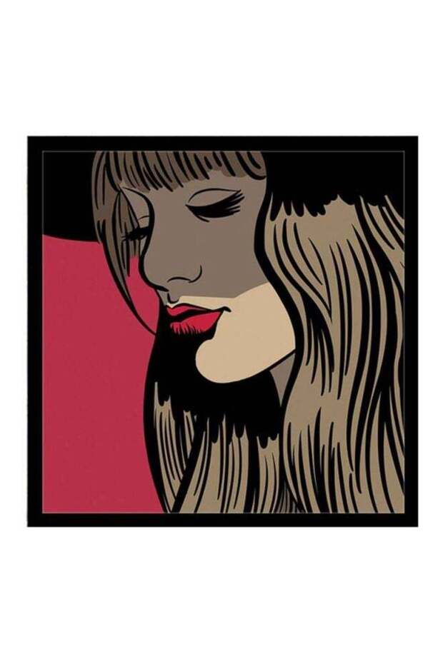 Lady Pop Art Poster With Frame Red/Pink/Black 40x40cm