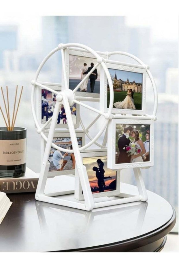 Retro Vintage Rotating, 12 Photos Ferris Wheel Picture Frame, Photo Carousel Shows for DIY Spinning
