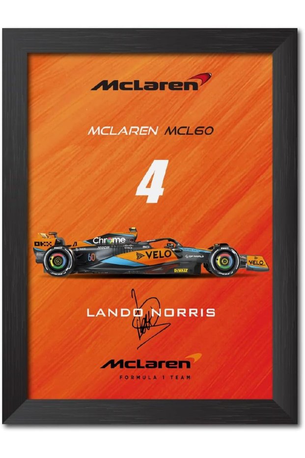 TenorArts Lando Norris Formula One Racer Car Laminated Poster Framed Painting with a Matt Finish Bl