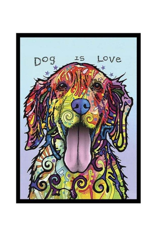 Dog Pop Art Poster With Frame Pink/Yellow/Red 40x55cm
