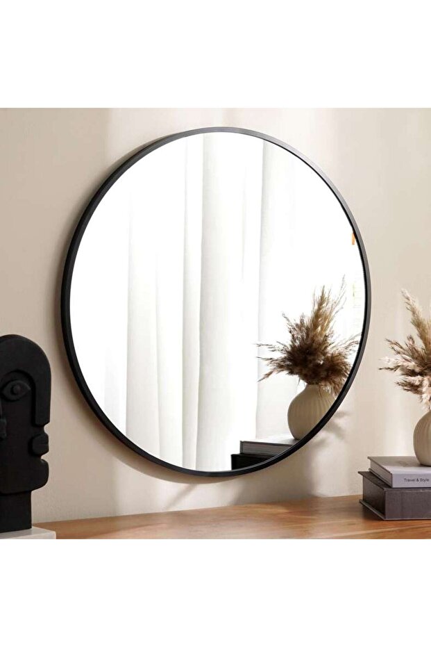 Alto Metal Frame Round Wall Mirror Dia 60cm - Black - 192NKA9900092