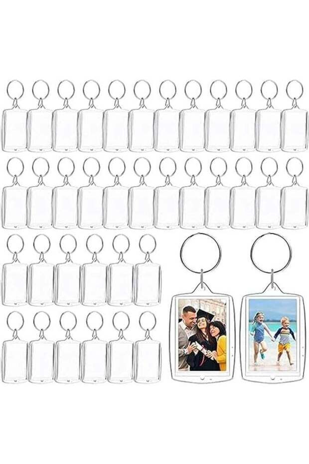 150 Pieces Clear Photo Insert Keychain Clear Acrylic Picture Keychains Picture Frame Key Chain 2.2