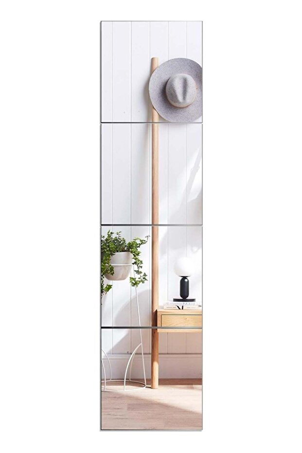4PCS Glass Full Length Wall Mirror Tiles, Frameless Mirrors for Home Gym, Full Body Long Mirror for