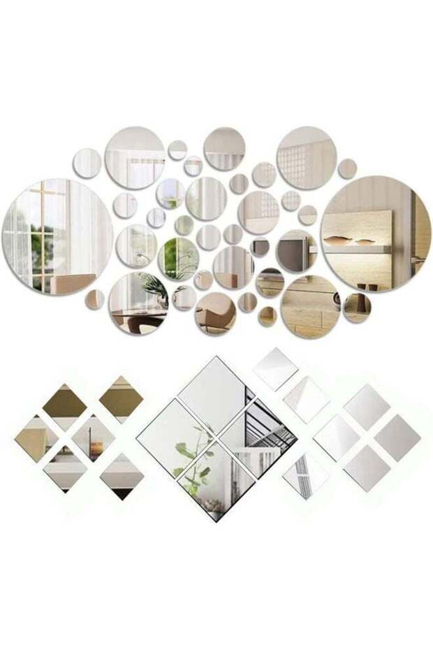 TPGP 45 Pieces Round Mirror Sheets Self-Adhesive Mirror Stickers