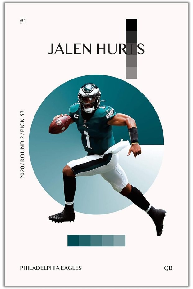 Jalen Hurts Sports Poster Wall Art
