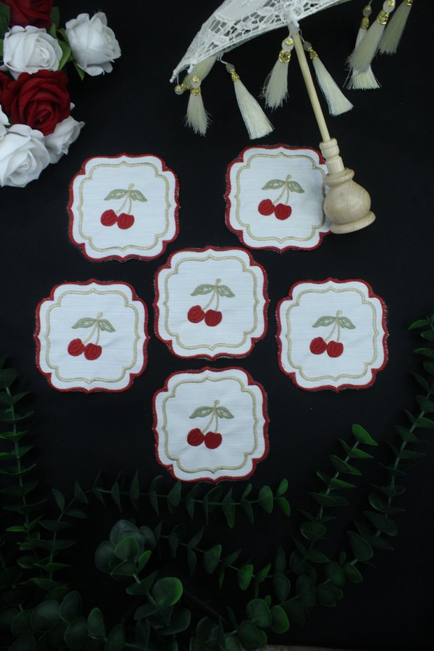 Set of 6 Coffee Side Presentation Napkins - Stylish Cocktail Napkins and Decorative Coasters