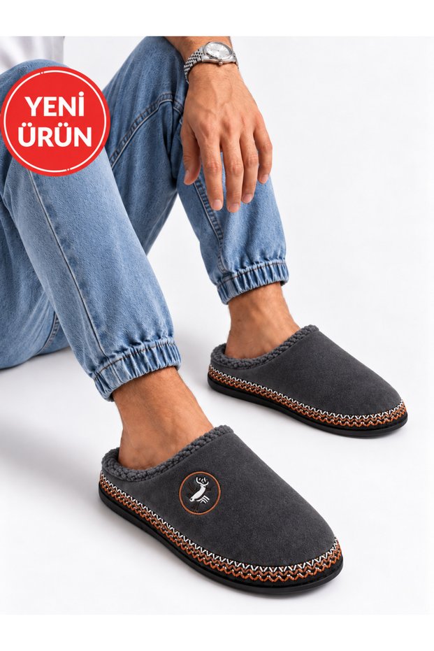 Men's Indoor House Slippers with Plush Inside, Warm, Closed Toe, Soft Sole, Comfortable Winter House Slippers Stc1347
