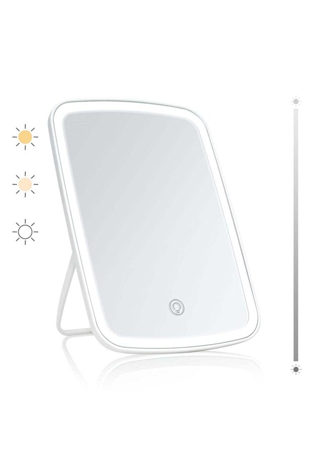 rechargeable Lighted Makeup Mirror with Touch Screen - Adjustable Brightness and Portable Cosmetic