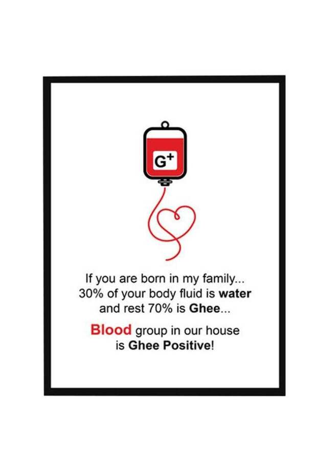 Blood Group Funny Quote Poster With Frame Multicolour 30x40cm