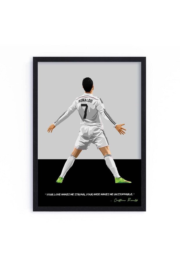 QUOTE - UNQUOTE ART Cristiano Ronaldo Frame Real Madrid Poster - Football Poster - 9x11 inches - Bl