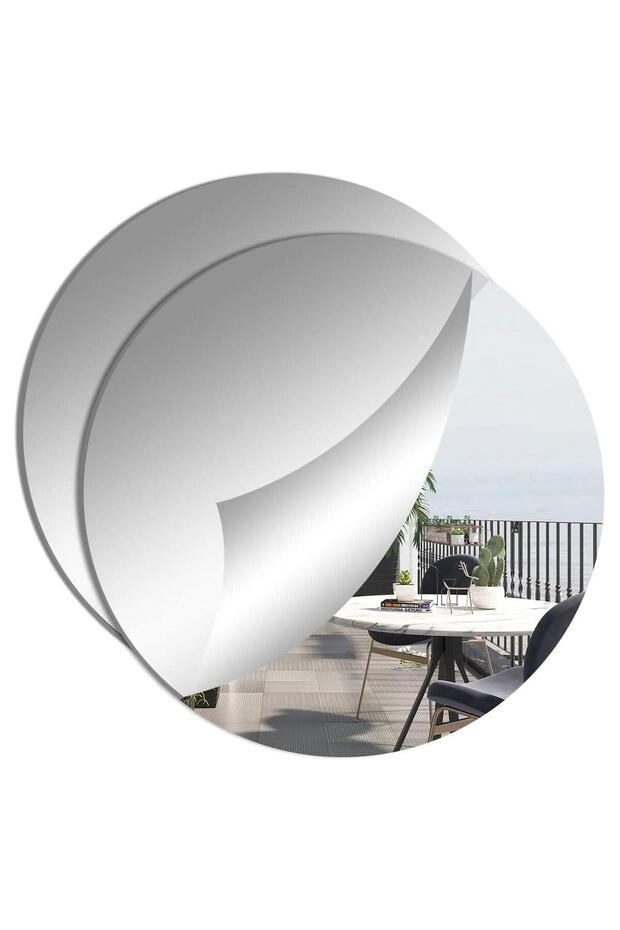 2 Pieces 24 cm Mirror Tiles Self Adhesive Acrylic Mirror HD Round Sticky Mirror Large Plastic Frame