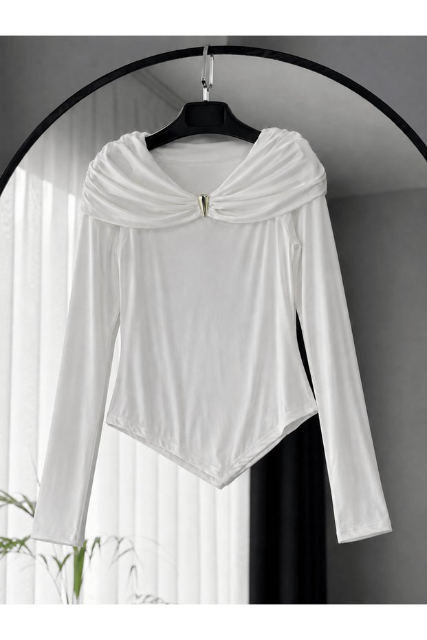 Vera Drapeli Long Sleeve Body - 4179 - White