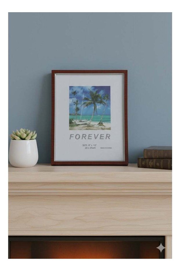 PVC Photo Frame 8x10 Inch (20x25 cm), Pack of 2, Brown Wood Finish Frame with Wooden Back, Tabletop
