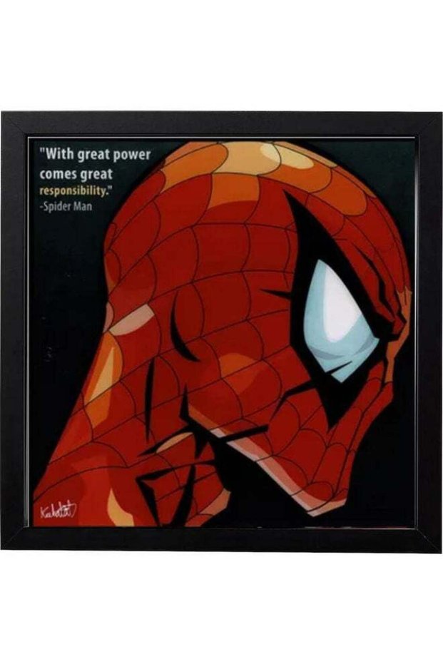 Spider-Man Pop Art Poster with Frame Multicolour 25 x 25cm