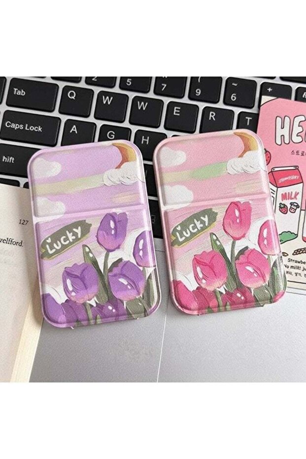 2 Pack Elegant Tulip Portable Travel Lighted Makeup Mirror, Ultrathin Folding Hand Mirror with PU L
