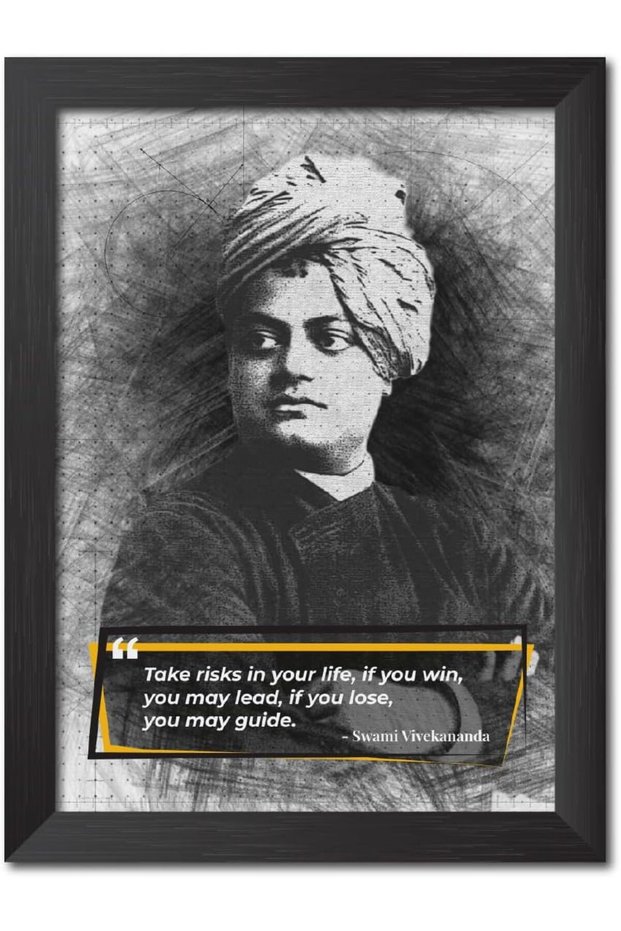 TenorArts Swami Vivekananda Sketch Photo Frame with Motivational Quotes Laminated Poster Framed Pai