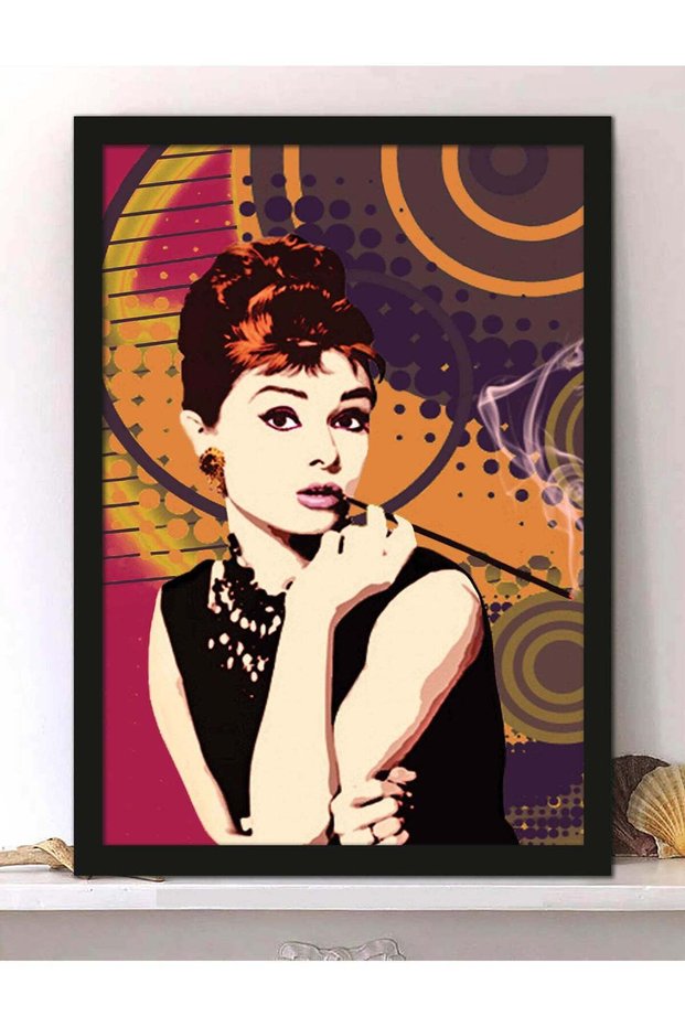Wall Posters with Audrey Hepburn Pop Art and Black Frame - Wall Arts Home Décor Photo Frames - 40x5