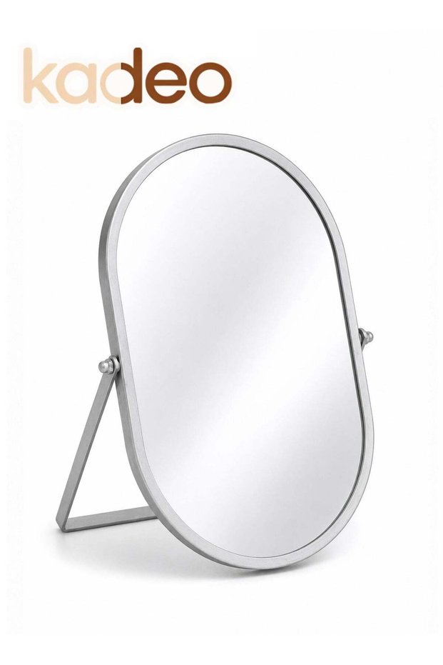 Silver Makeup Mirror for Tabletop, Oval Vanity Mirror with Adjustable Folding Stand, HD Single-Side