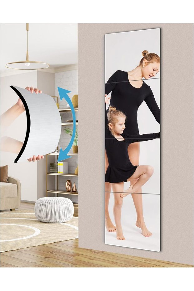 Wall Mirror Full Length Tiles, Unbreakable Gym Mirrors for Home, 12 x 12 Inch 4PCS, Acrylic Plexigl