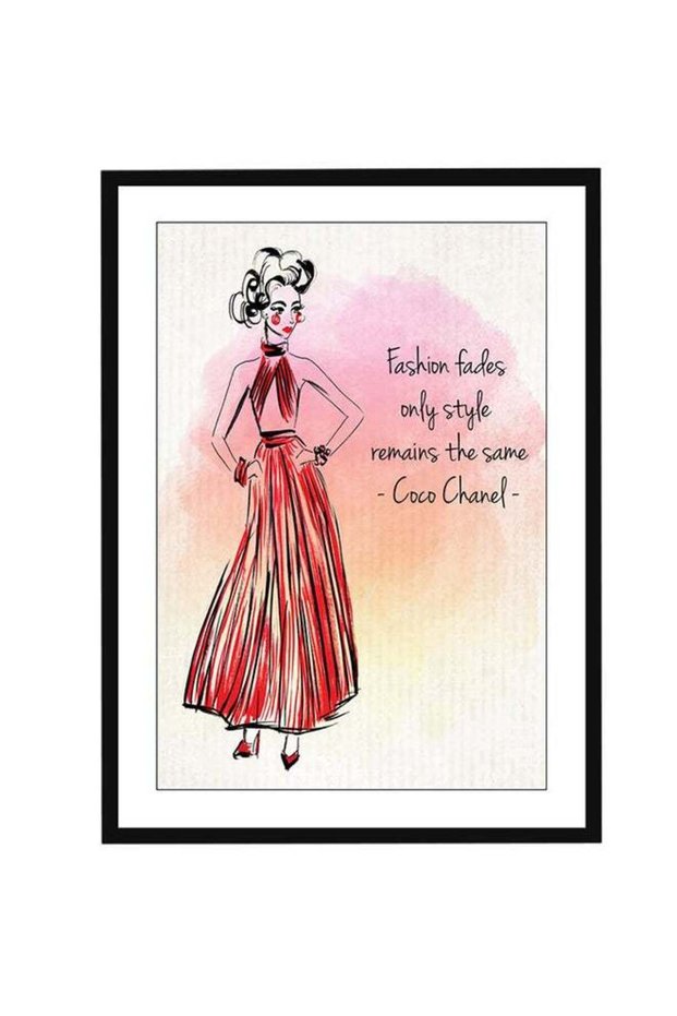 Coco Chanel Quotes Poster With Frame Multicolour 40x55cm