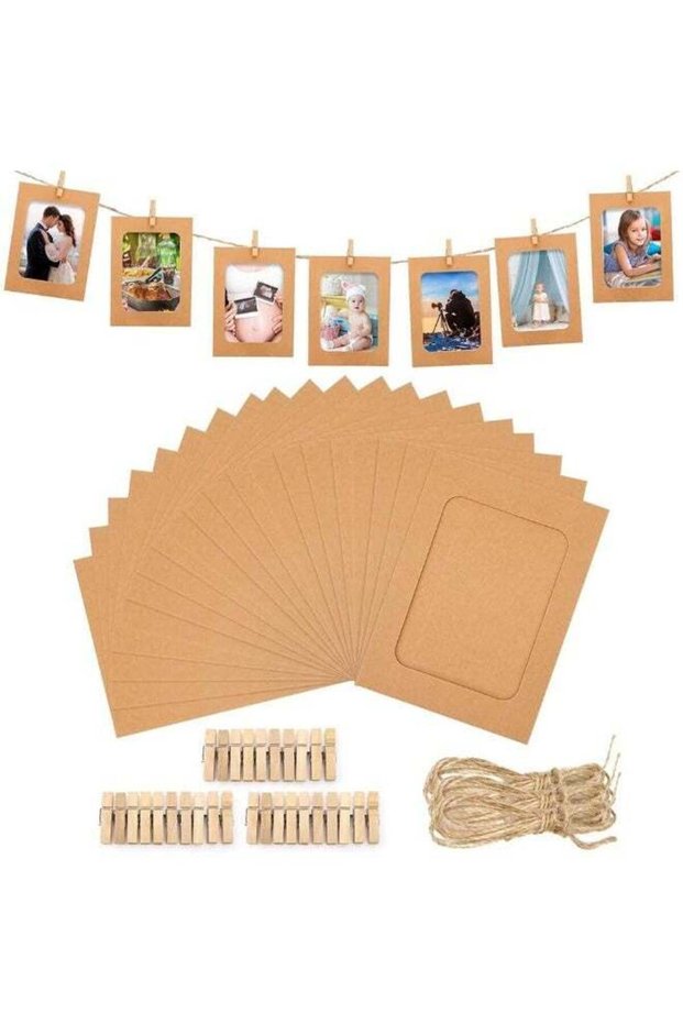30 Pcs Paper Picture Frames, 6 Inches Paper Photo Frames,Cardboard Picture Frames with Clips and St