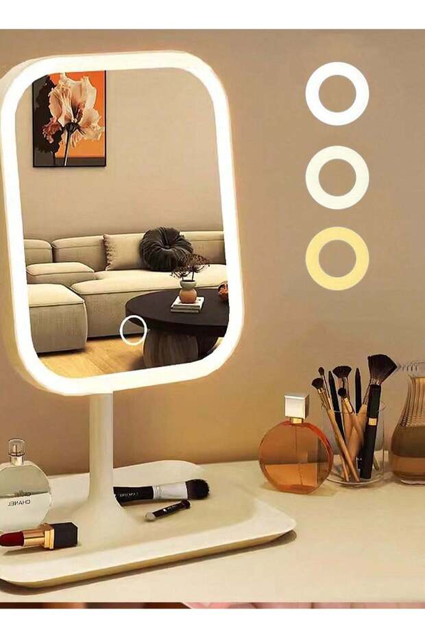 LED Makeup Mirror with 3 Lighting Modes – Touch Control, Foldable and Portable Stand – Rechargeable