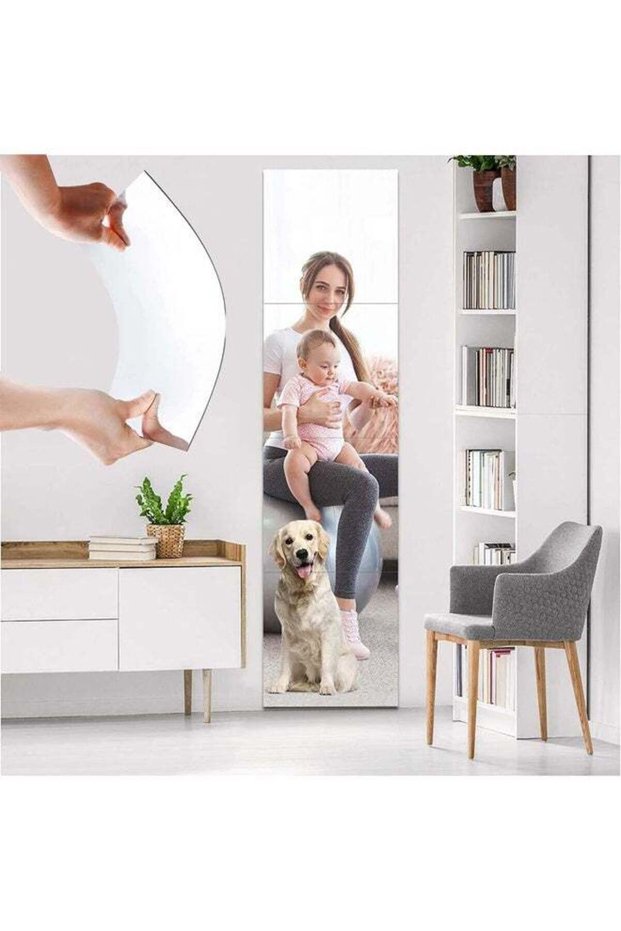 4PCS 30 * 30cm Glass Full Length Wall Mirror Tiles -Large Sticky Mirror Wall For Home - Frameless W