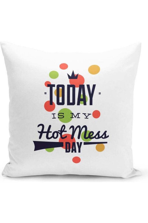 Hot Mess Quote Decorative Pillow Multicolour