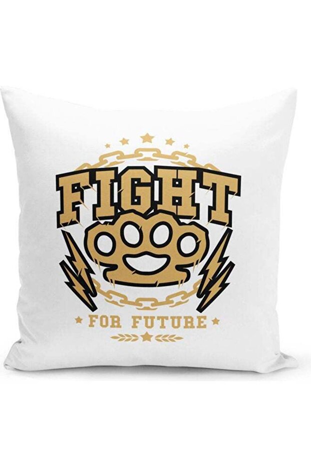 Fight For Future Themed Decorative Throw Pillow White/Beige