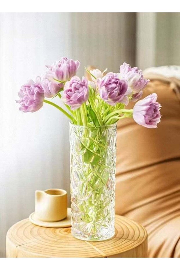 Luxurious glacier-patterned glass vase creative transparent glass vase process aesthetic decoration