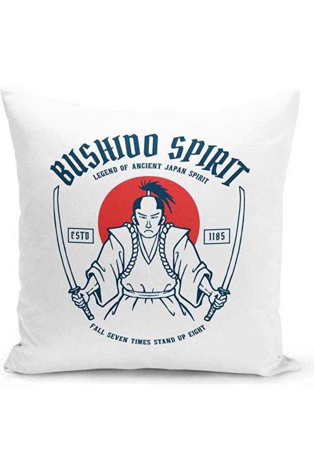 Ninja Themed Decorative Throw Pillow White/Blue/Red 40x40cm