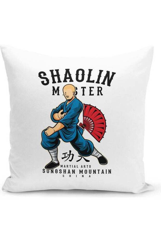 Shaolin Master Design Decorative Pillow Multicolour
