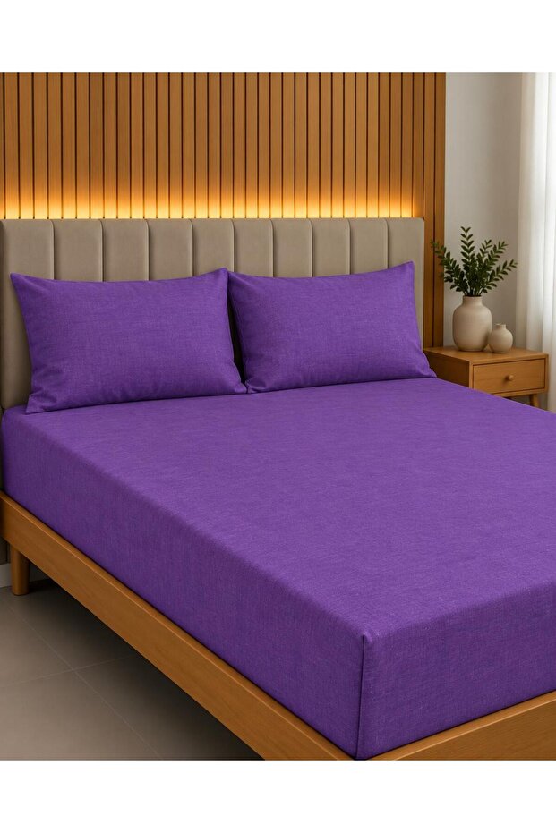 King Size Flat Elastic Bed Sheet Set - 180 X 200 Denizli Production